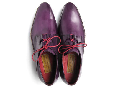 Paul Parkman Men's Ghillie Lacing Side Handsewn Dress Shoes - Purple Leather Upper and Leather Sole (ID022 - RP)