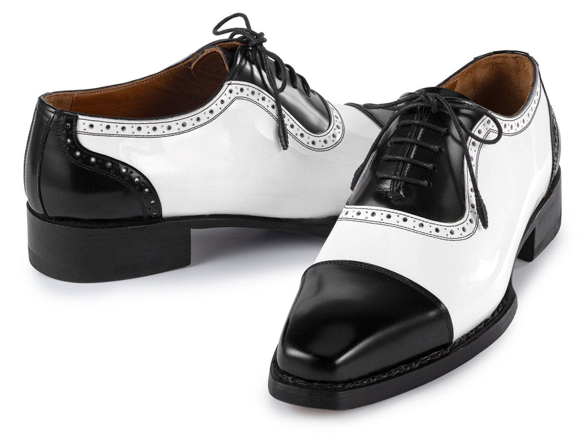 Paul Parkman Men's Goodyear Welted Cap Toe Oxfords in Black and White