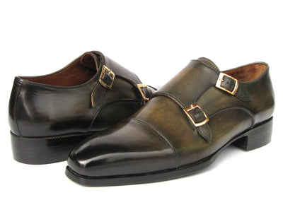 Paul Parkman Men's Goodyear Welted Double Monkstrap Shoes Green
