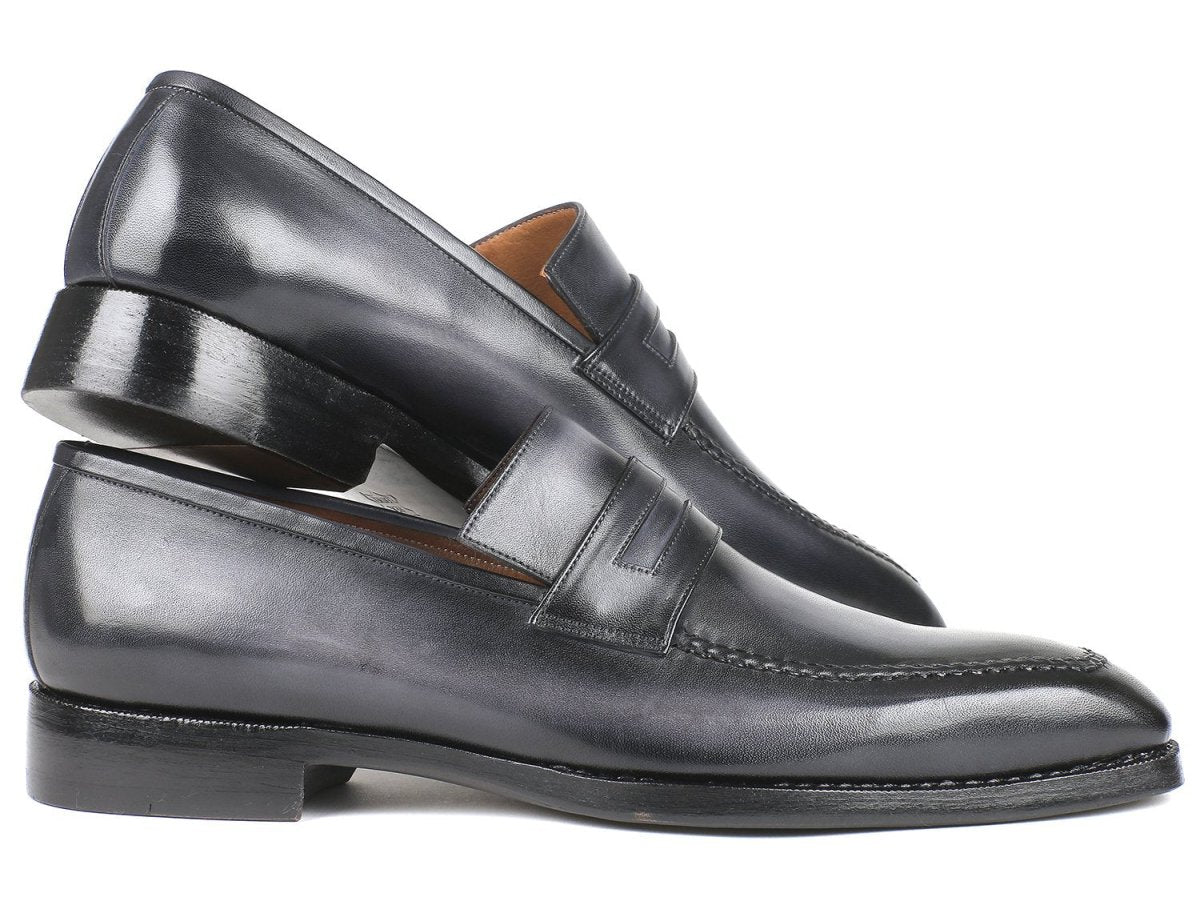 Paul Parkman Men's Goodyear Welted Loafers in Gray Burnished