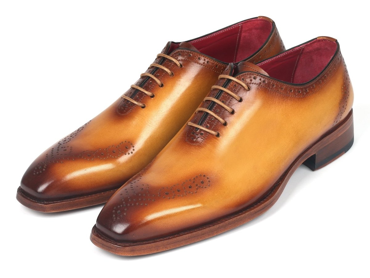 Paul Parkman Men's Goodyear Welted nched Oxfords in Camel
