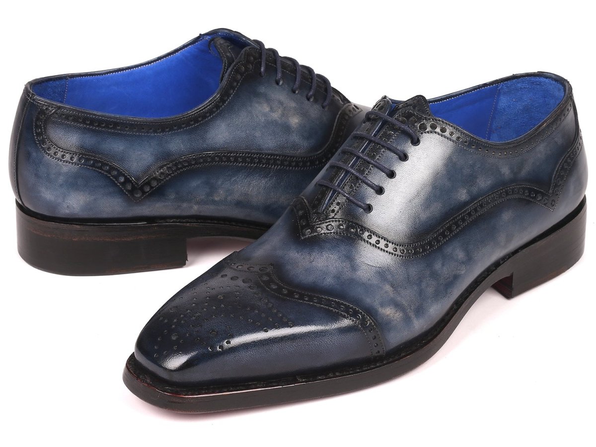 Paul Parkman Men's Goodyear Welted Oxford Shoes Navy (ID094 NVY)