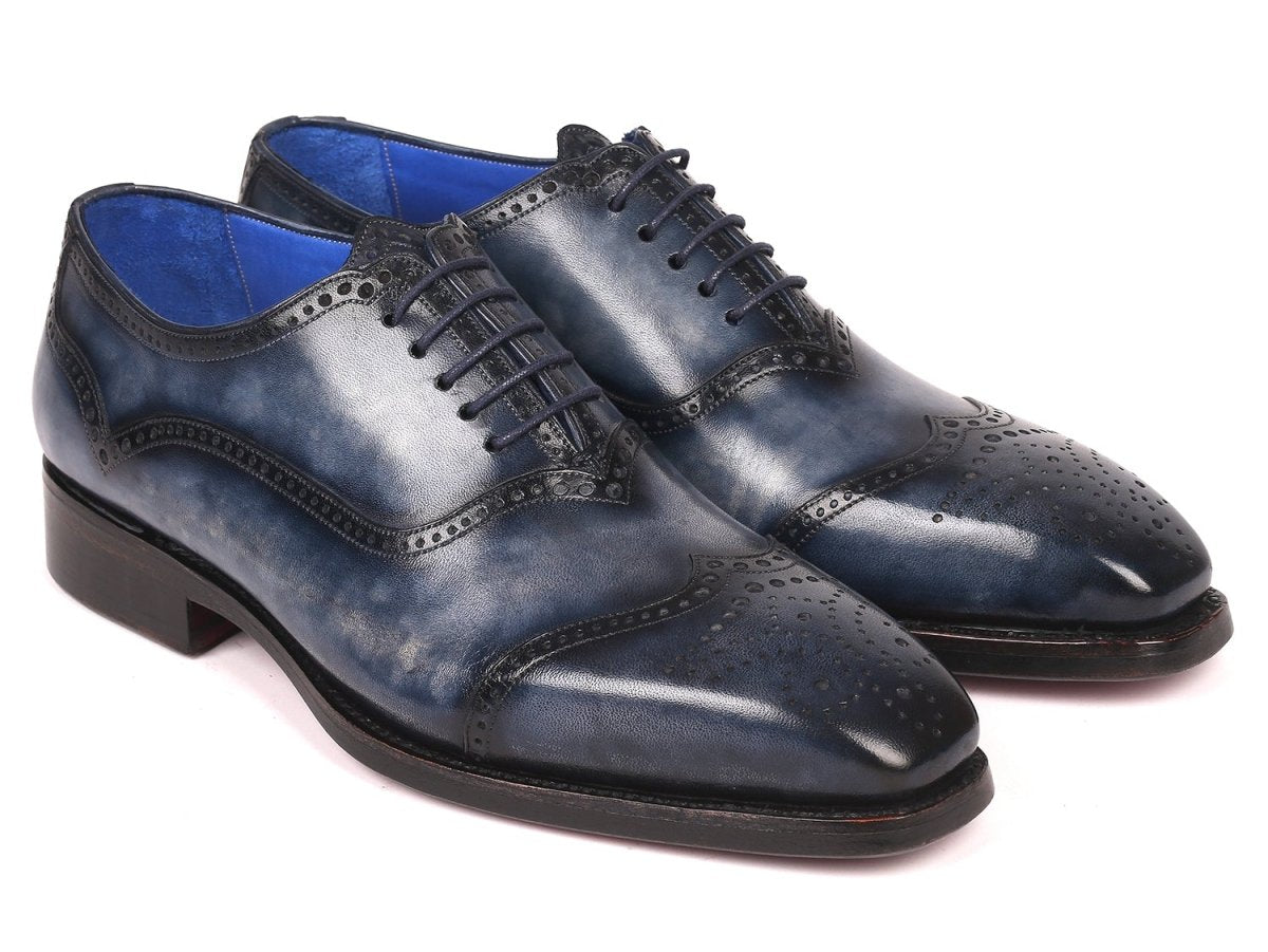 Paul Parkman Men's Goodyear Welted Oxford Shoes Navy (ID094 NVY)