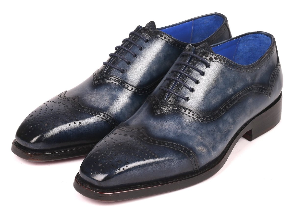 Paul Parkman Men's Goodyear Welted Oxford Shoes Navy (ID094 NVY)