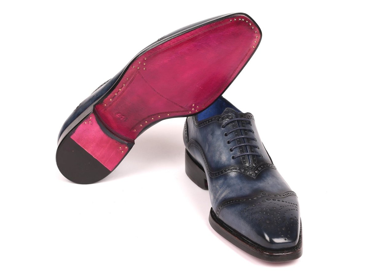 Paul Parkman Men's Goodyear Welted Oxford Shoes Navy (ID094 NVY)