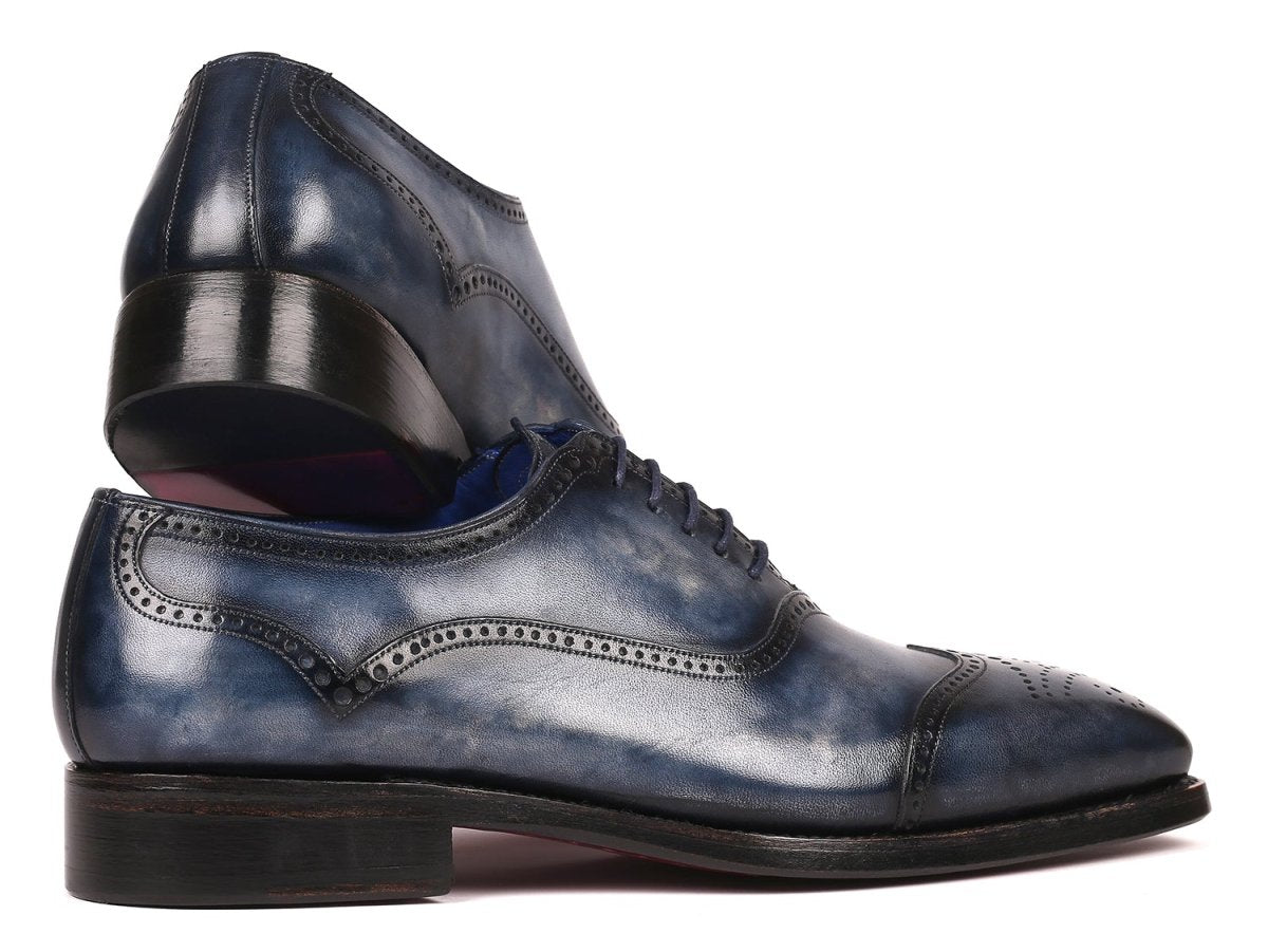 Paul Parkman Men's Goodyear Welted Oxford Shoes Navy (ID094 NVY)