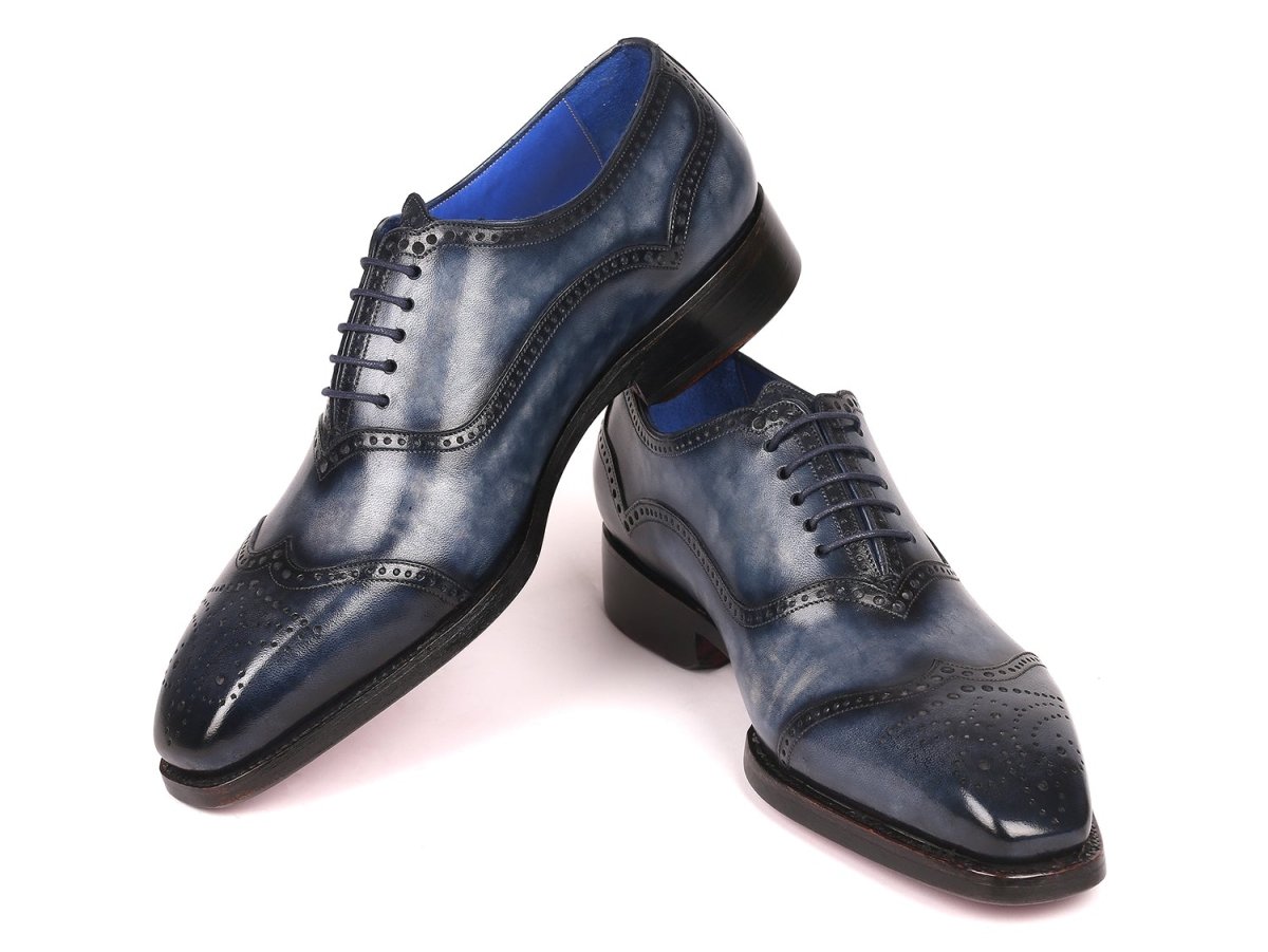 Paul Parkman Men's Goodyear Welted Oxford Shoes Navy (ID094 NVY)