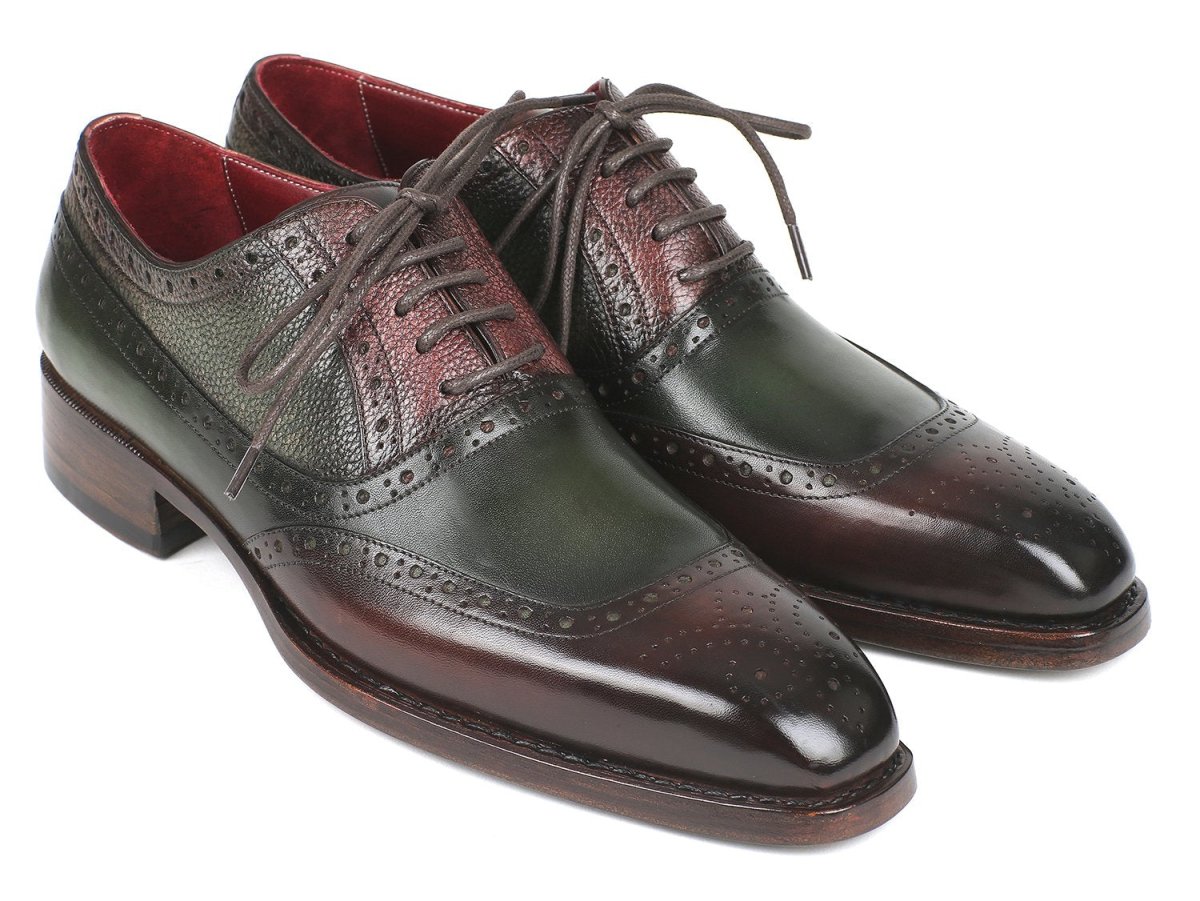 Paul Parkman Men's Goodyear Welted Oxfords in Brown and Green