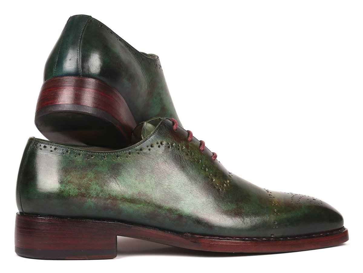 Paul Parkman Men's Goodyear Welted Oxfords in Green Marble Patina