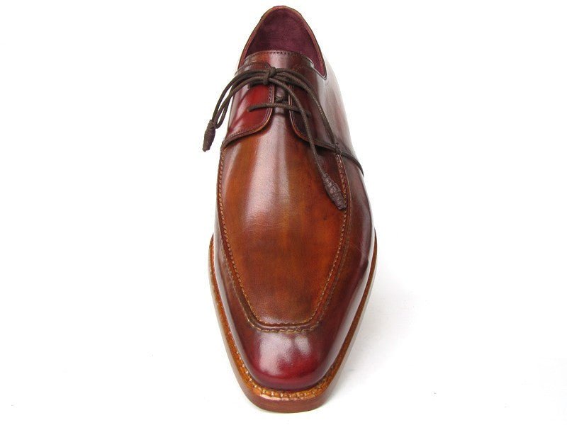Paul Parkman Men's Goodyear Welted Square Toe Apron Derby Shoes in Brown