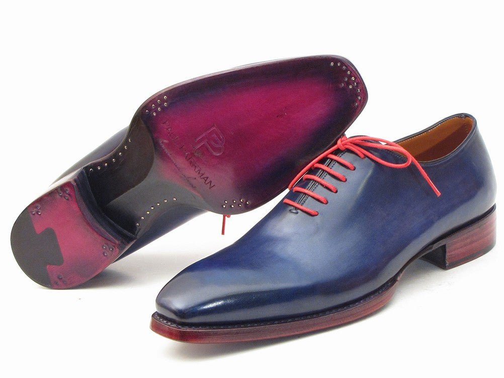 Paul Parkman Men's Goodyear Welted Wholecut Oxfords in Navy Blue