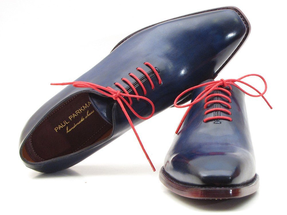 Paul Parkman Men's Goodyear Welted Wholecut Oxfords in Navy Blue