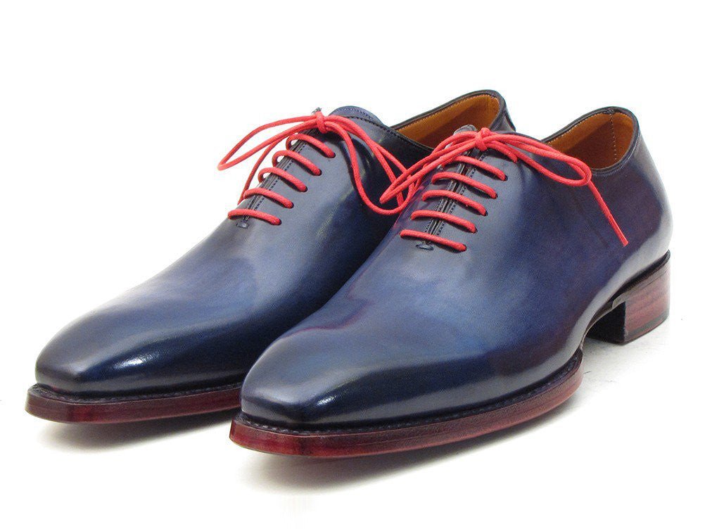 Paul Parkman Men's Goodyear Welted Wholecut Oxfords in Navy Blue
