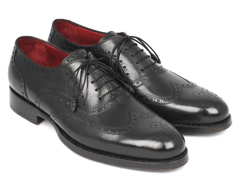Paul Parkman Men's Goodyear Welted Wingtip Oxfords in Black
