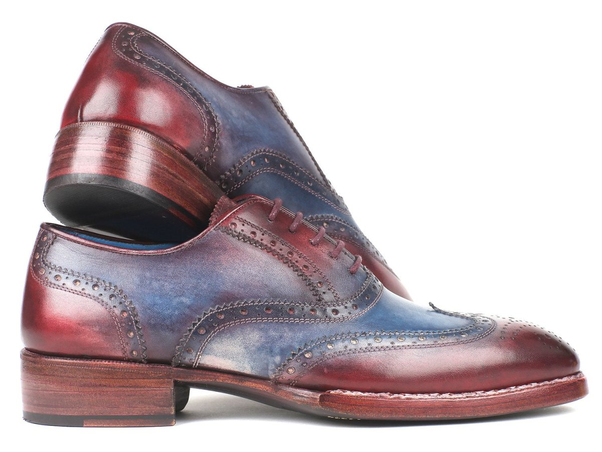 Paul Parkman Men's Goodyear Welted Wingtip Oxfords in Blue and Bordeaux