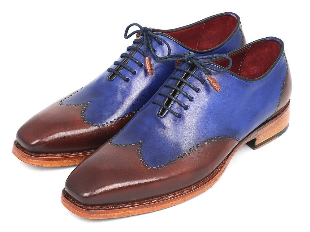 Paul Parkman Men's Goodyear Welted Wingtip Oxfords in Blue and Brown