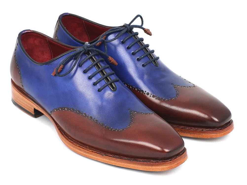 Paul Parkman Men's Goodyear Welted Wingtip Oxfords in Blue and Brown