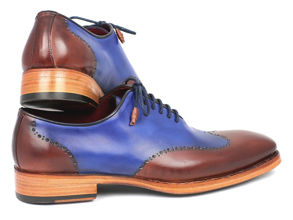 Paul Parkman Men's Goodyear Welted Wingtip Oxfords in Blue and Brown