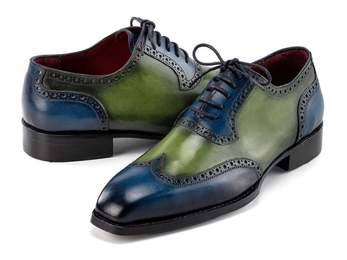 Paul Parkman Men's Goodyear Welted Wingtip Oxfords in Blue and Green