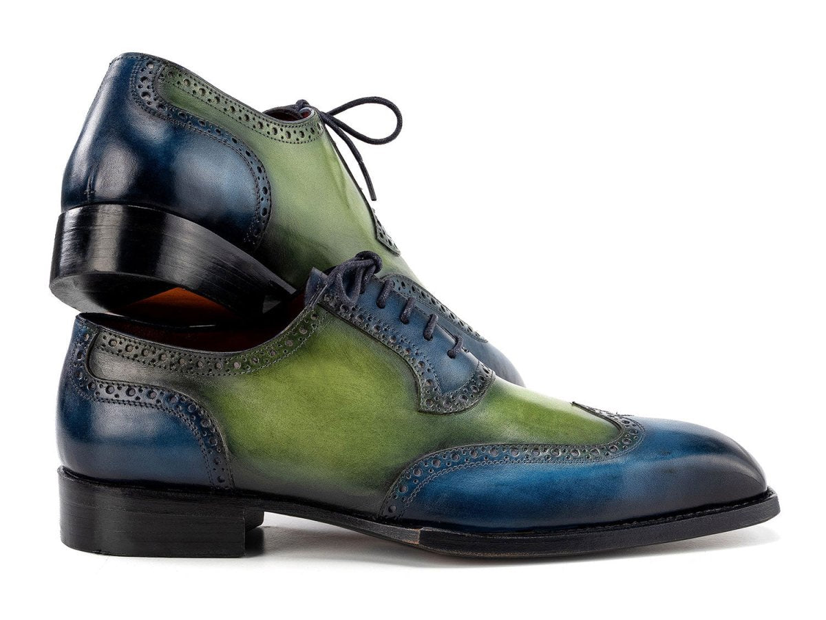 Paul Parkman Men's Goodyear Welted Wingtip Oxfords in Blue and Green