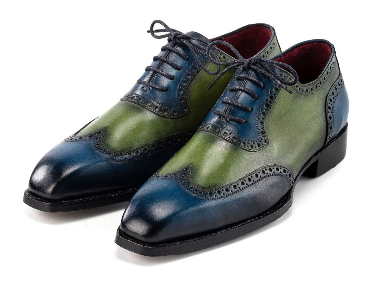 Paul Parkman Men's Goodyear Welted Wingtip Oxfords in Blue and Green