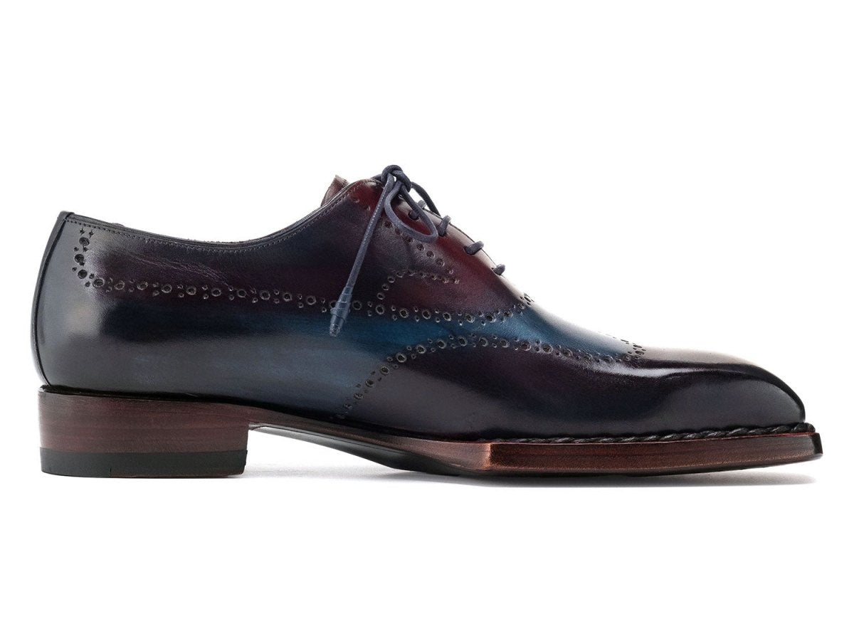 Paul Parkman Men's Goodyear Welted Wingtip Oxfords in Bordeaux and Blue