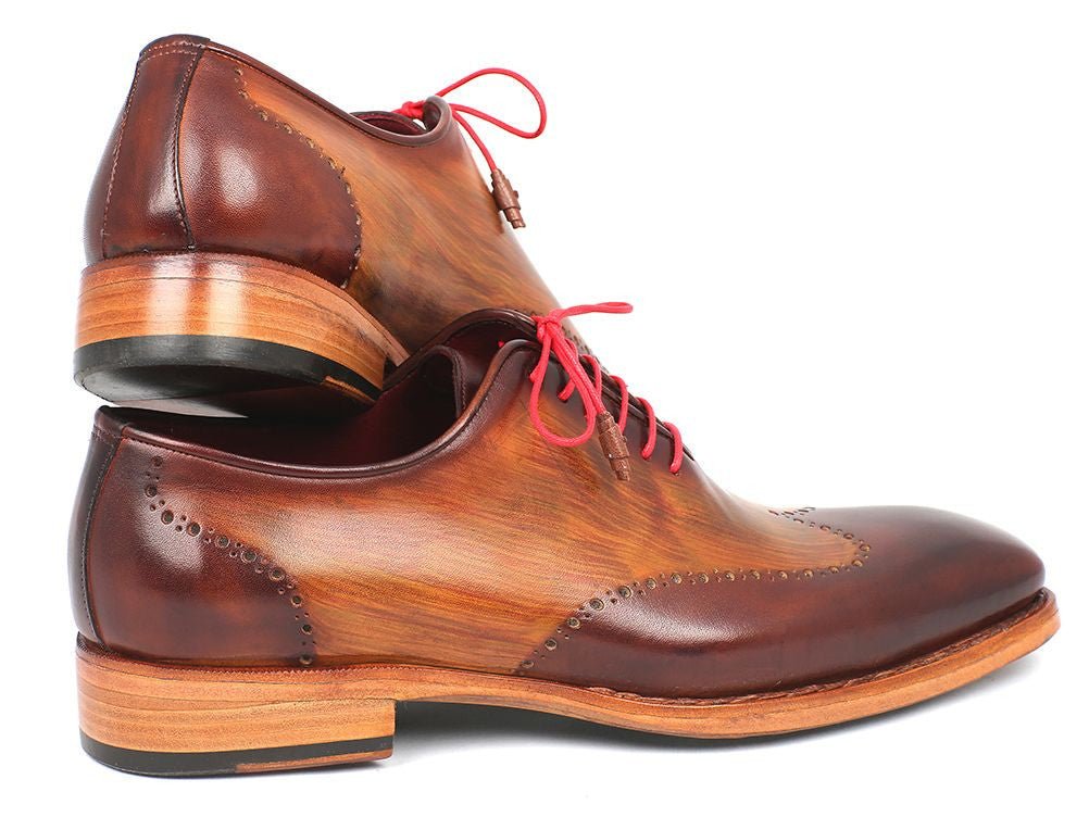 Paul Parkman Men's Goodyear Welted Wingtip Oxfords in Brown and Camel
