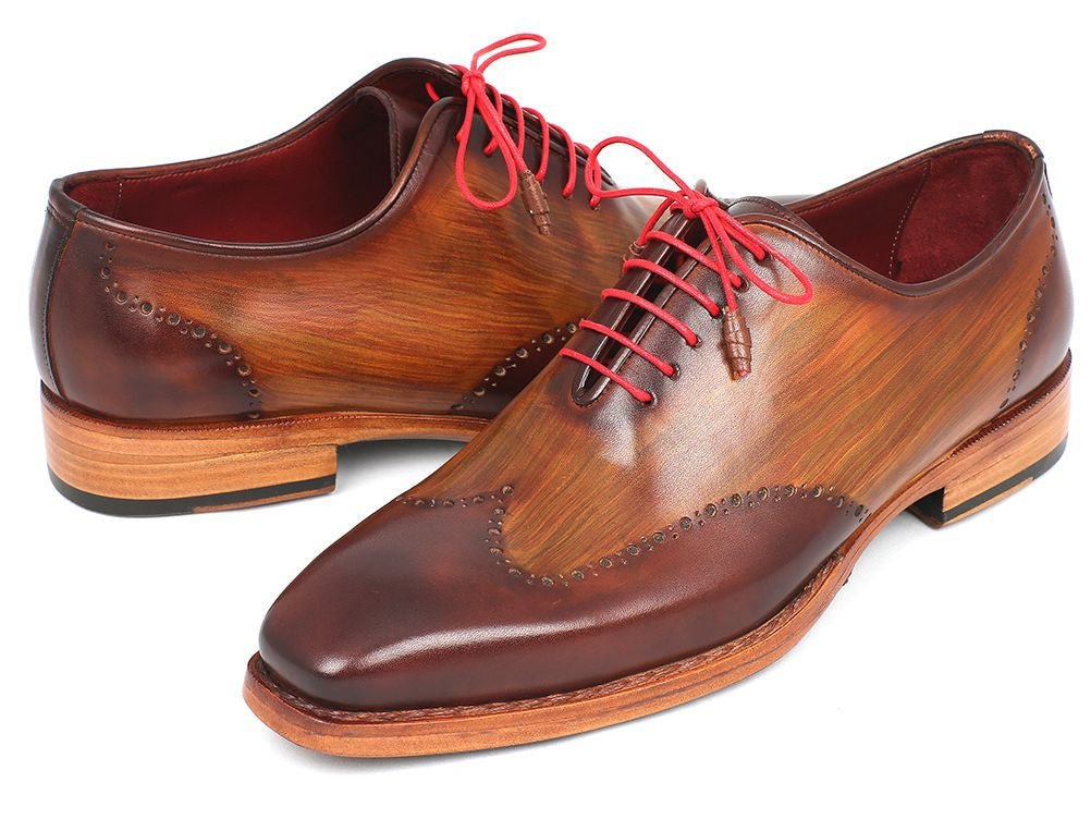 Paul Parkman Men's Goodyear Welted Wingtip Oxfords in Brown and Camel