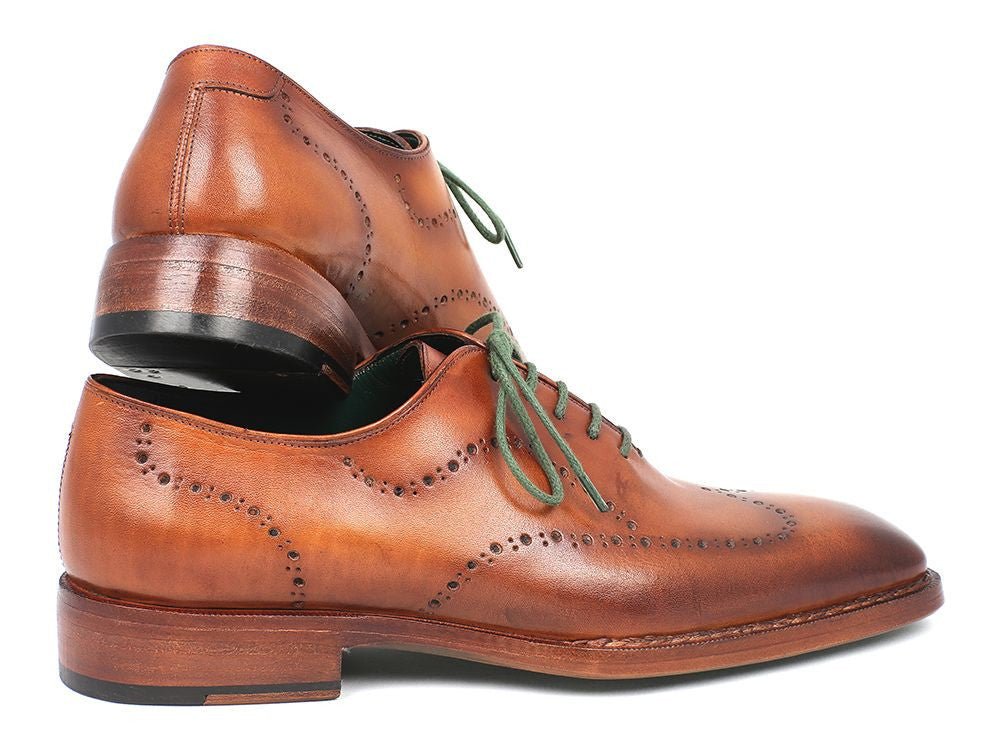Paul Parkman Men's Goodyear Welted Wingtip Oxfords in Camel Brown