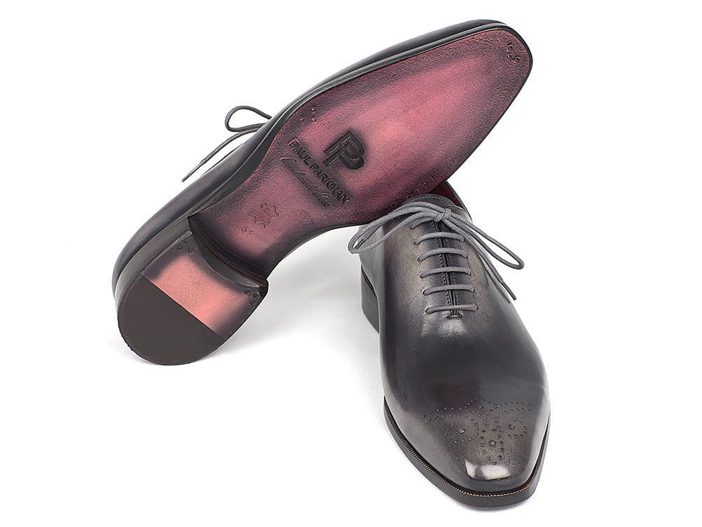 Paul Parkman Men's Gray and Black Wholecut Oxfords (IDKR254GRY)
