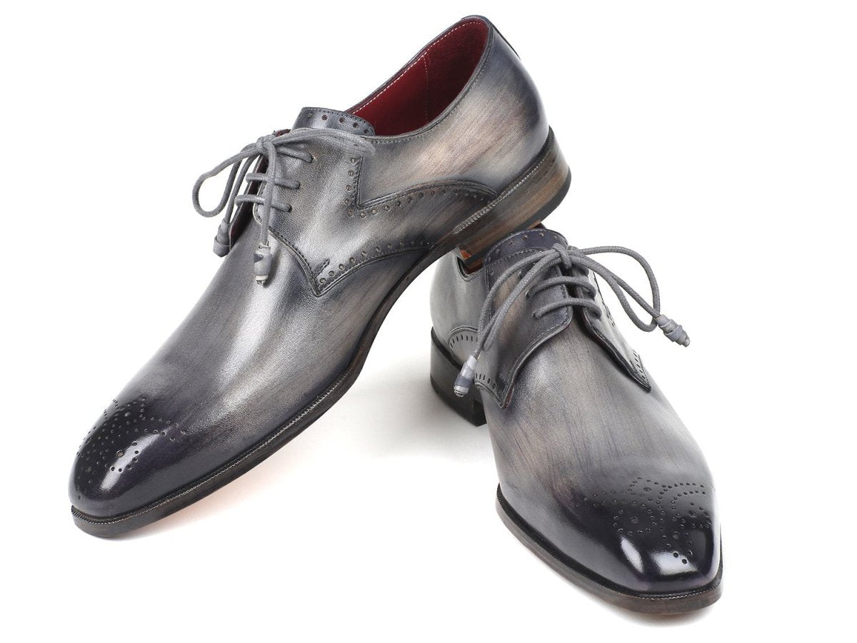 Paul Parkman Men's Gray Medallion Toe Derby Shoes (ID6584 - GRY)