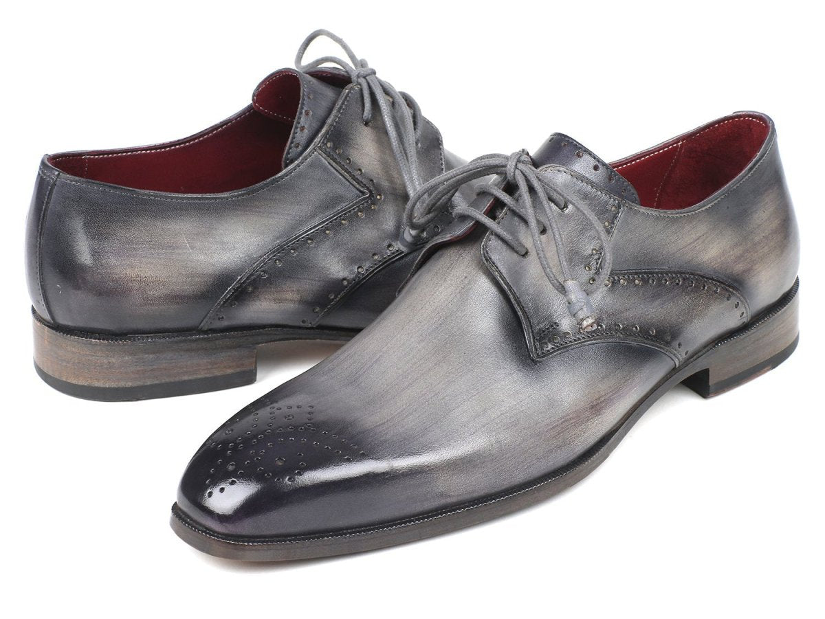 Paul Parkman Men's Gray Medallion Toe Derby Shoes (ID6584 - GRY)