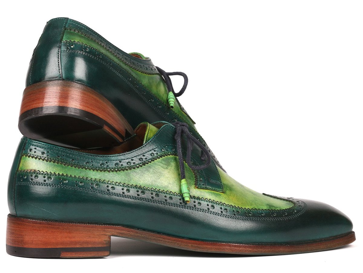 Paul Parkman Men's Green Dual Tone Wingtip Derby Shoes (ID6931GRN)