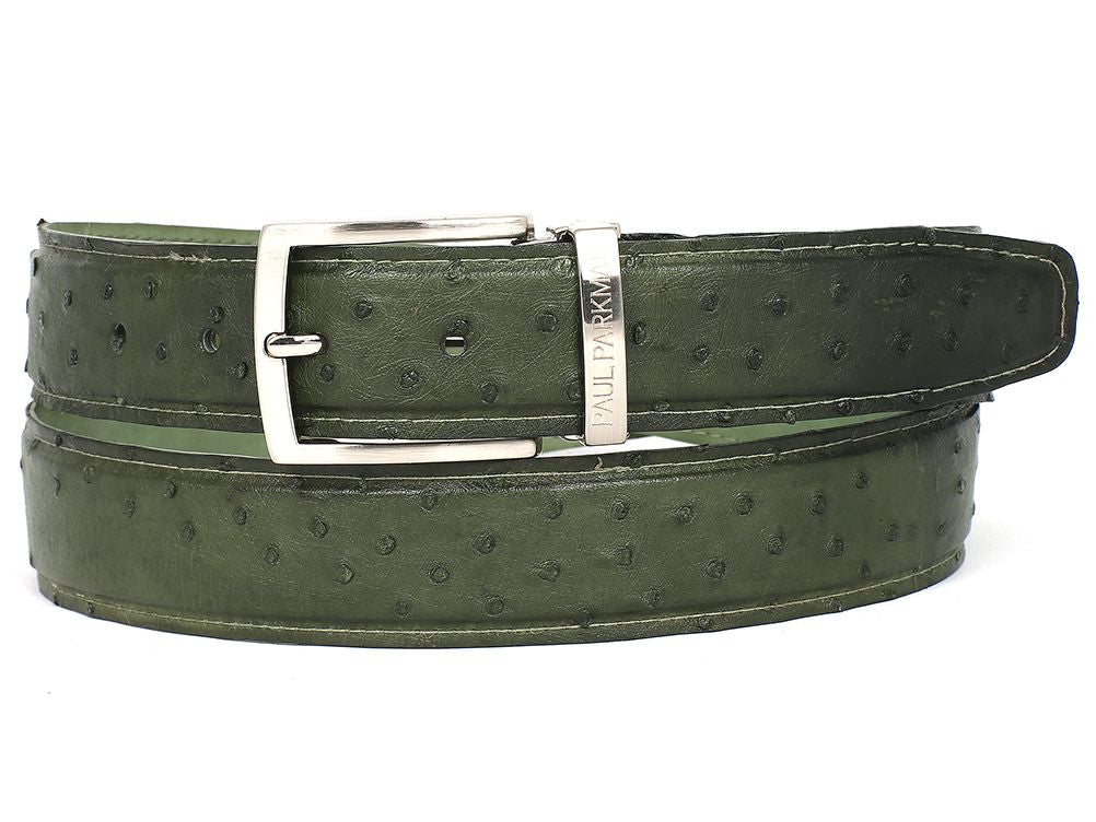 Paul Parkman Men's Green Genuine Ostrich Belt (IDB04 GREEN)