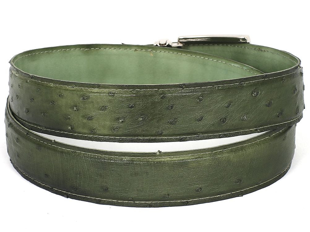 Paul Parkman Men's Green Genuine Ostrich Belt (IDB04 GREEN)