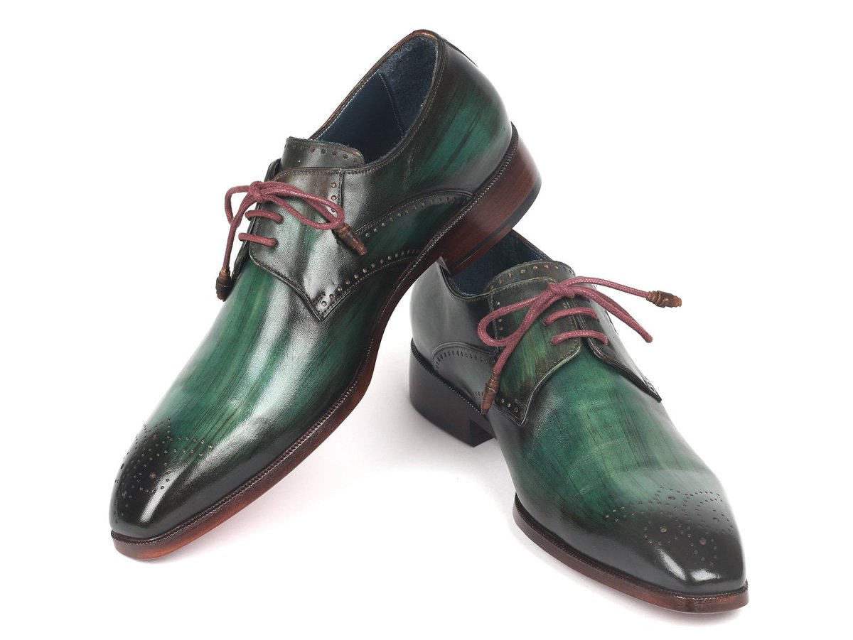 Paul Parkman Men's Green Medallion Toe Derby Shoes (ID6584 GRN)