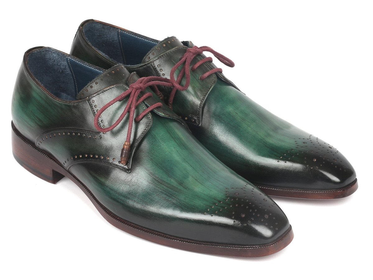 Paul Parkman Men's Green Medallion Toe Derby Shoes (ID6584 GRN)