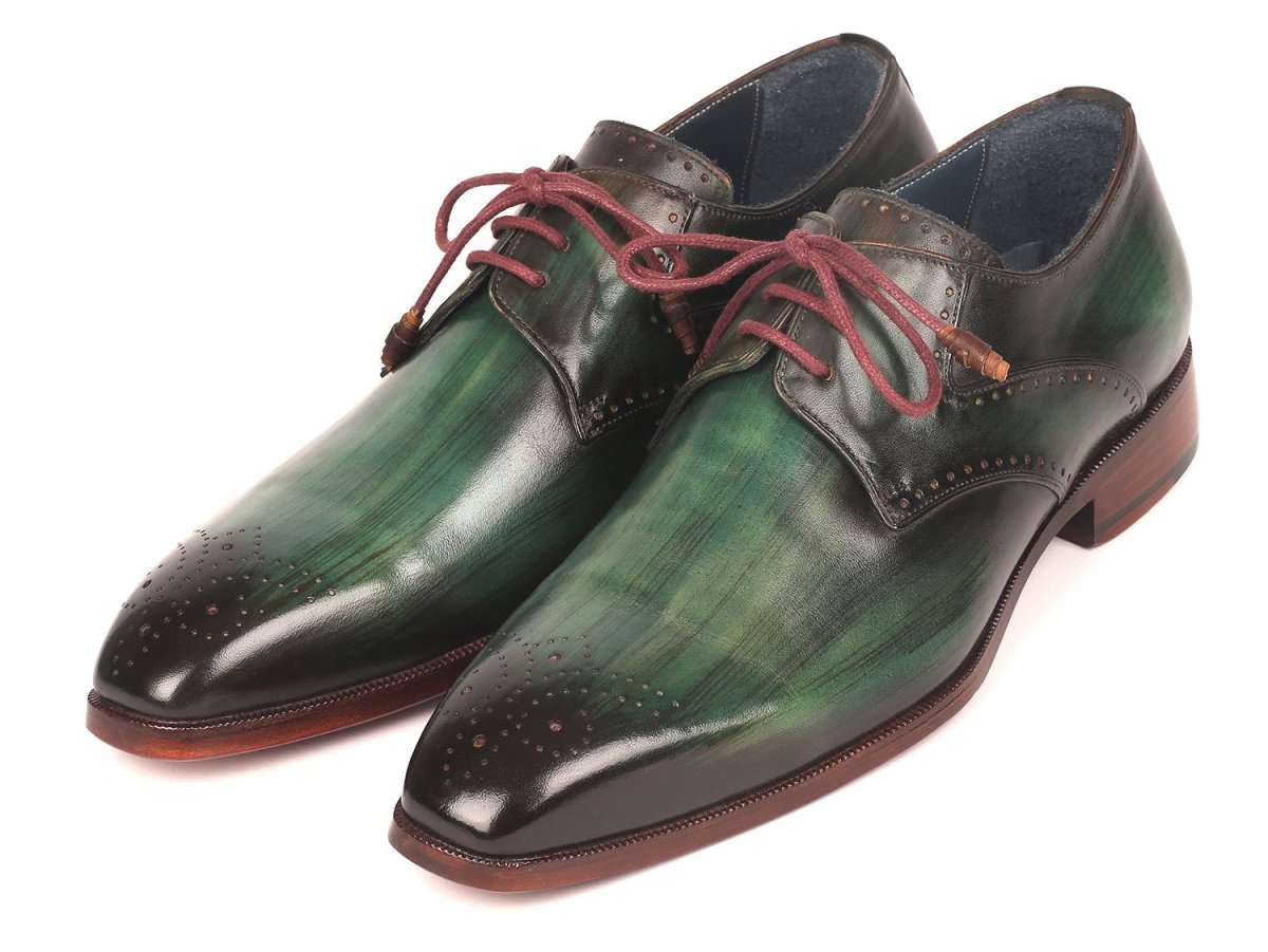 Paul Parkman Men's Green Medallion Toe Derby Shoes (ID6584 GRN)