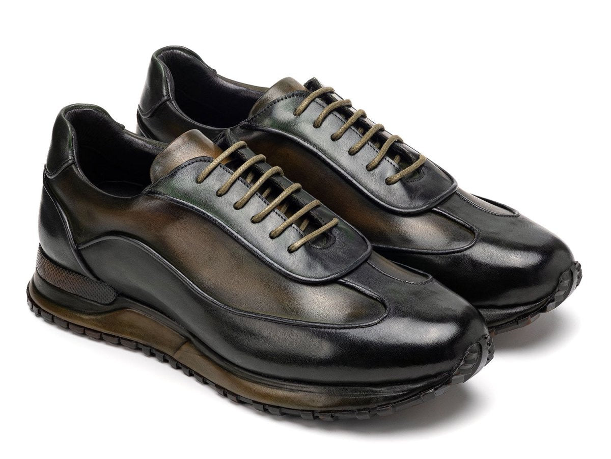 Paul Parkman Men's Green Patina Leather Sneakers (IDLS406GRN)