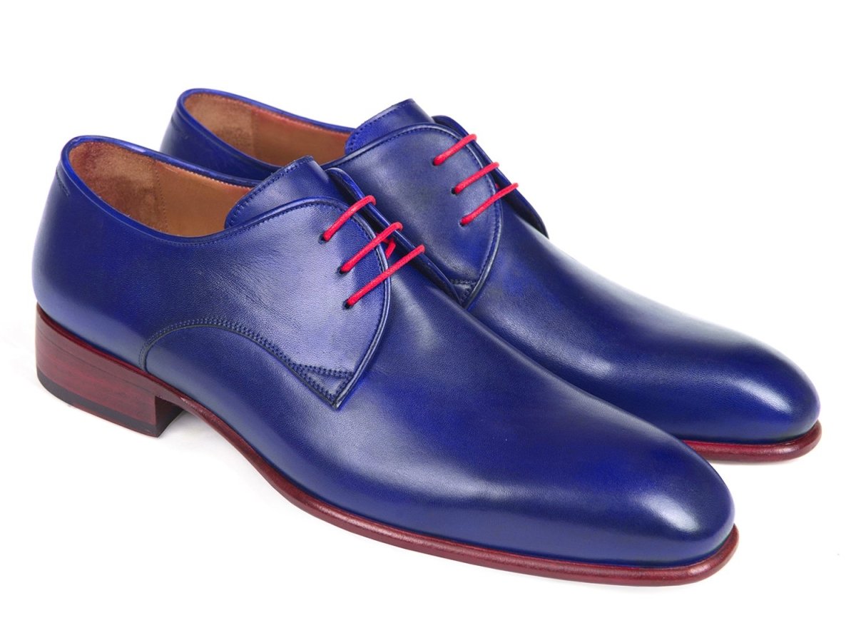 Paul Parkman Men's Hand Painted Derby Shoes in Blue