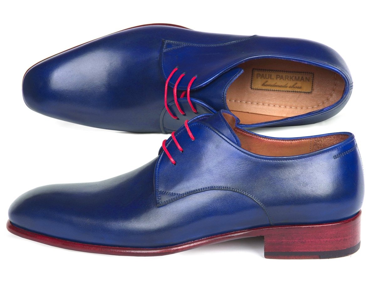 Paul Parkman Men's Hand Painted Derby Shoes in Blue