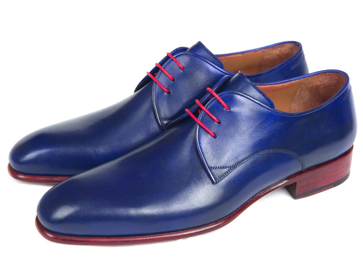 Paul Parkman Men's Hand Painted Derby Shoes in Blue