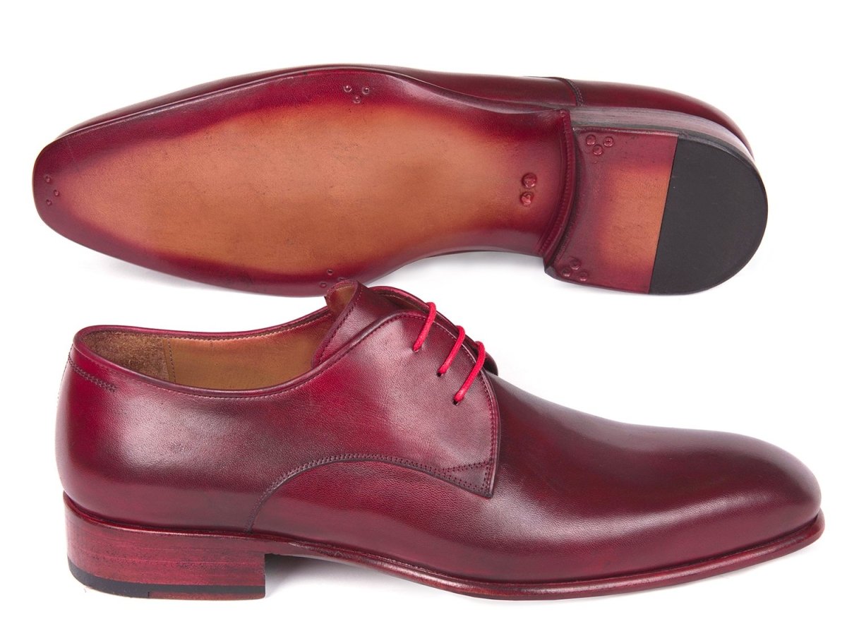 Paul Parkman Men's Hand Painted Derby Shoes in Burgundy