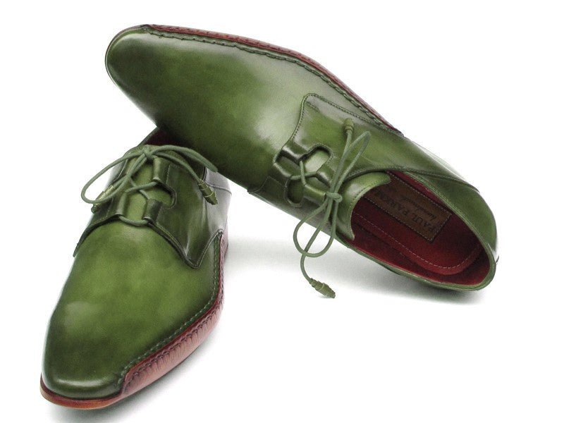 Paul Parkman Men's Hand Painted Ghillie Lacing Side Dress Shoes in Green