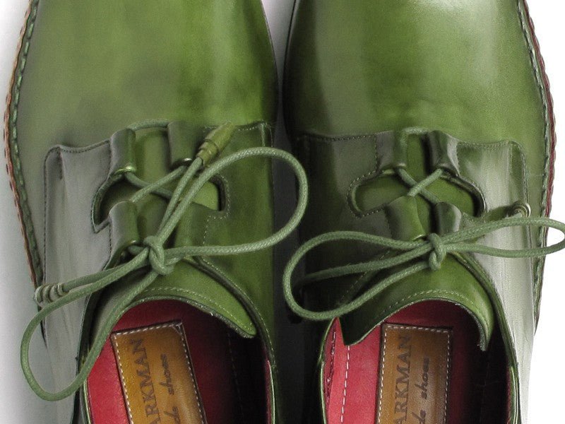 Paul Parkman Men's Hand Painted Ghillie Lacing Side Dress Shoes in Green