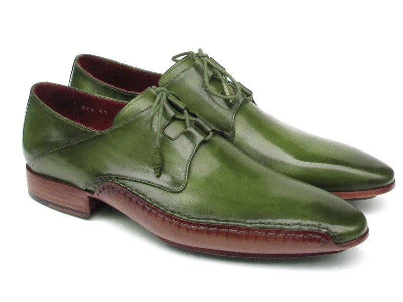 Paul Parkman Men's Hand Painted Ghillie Lacing Side Dress Shoes in Green