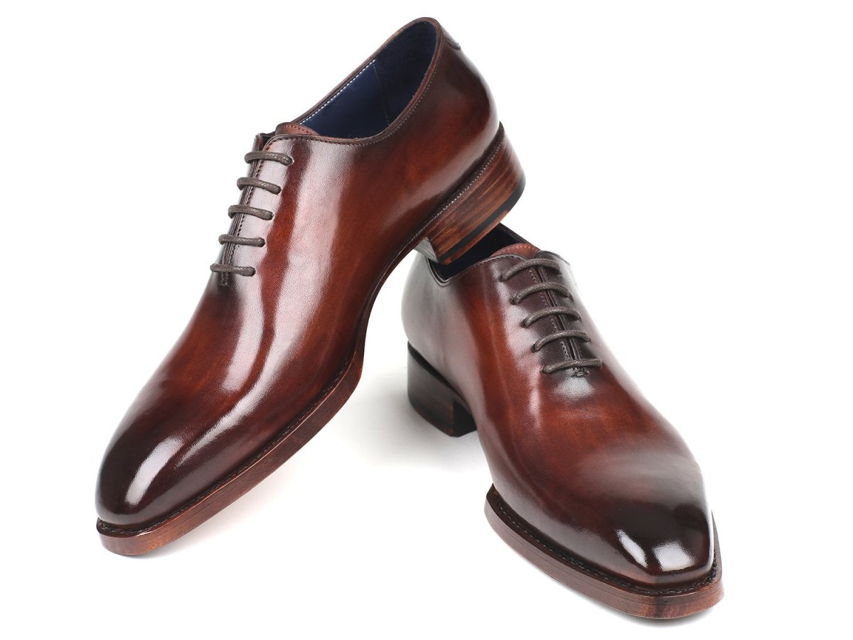 Paul Parkman Men's Hand Painted Goodyear Welted Wholecut Oxfords in Brown