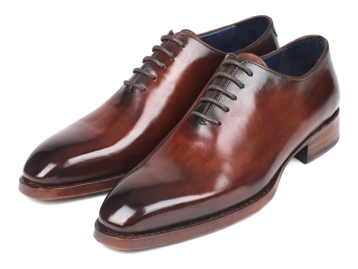 Paul Parkman Men's Hand Painted Goodyear Welted Wholecut Oxfords in Brown
