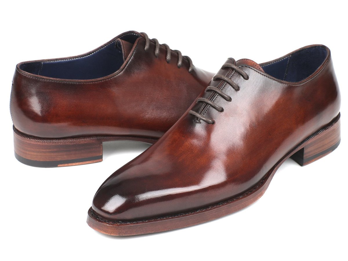 Paul Parkman Men's Hand Painted Goodyear Welted Wholecut Oxfords in Brown