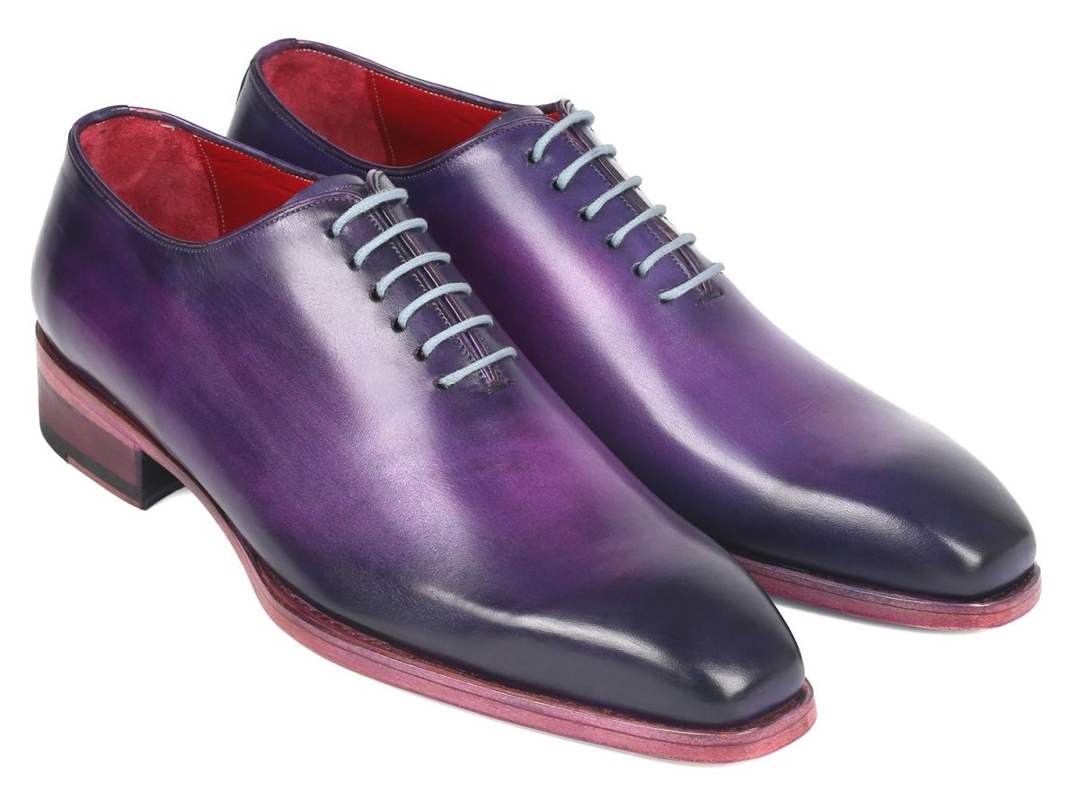 Paul Parkman Men's Hand Painted Goodyear Welted Wholecut Oxfords in Purple